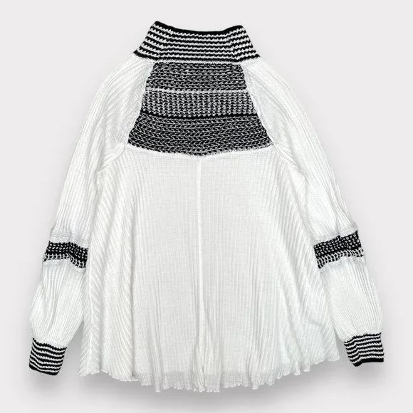 Free People Women's Snow Day Tunic Top Balloon Sleeve Knit Thermal Shirt Size S - Picture 12 of 16